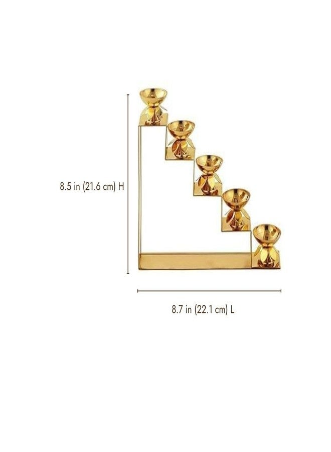 ServDharm 5 Steps Decorative Brass Diya for Puja & Gifting - Image 3